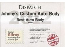 Winner "Gilroy's Best" Auto Body Shop 2012